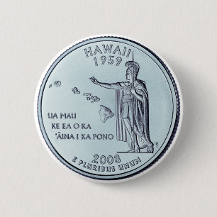 Tinted Hawaii State Quarter Design  2 Inch Round Button