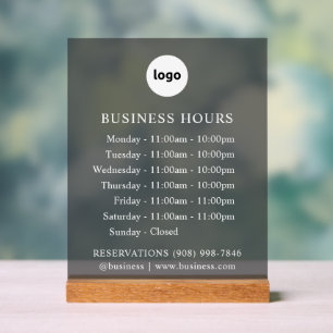 TINTED   Logo and Business Hours   Acrylic Sign