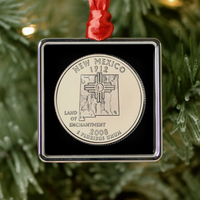 Tinted New Mexico State Quarter   Metal Ornament (Tree)