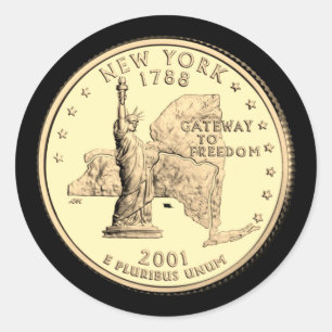 Tinted New York State Quarter Design  Classic Round Sticker