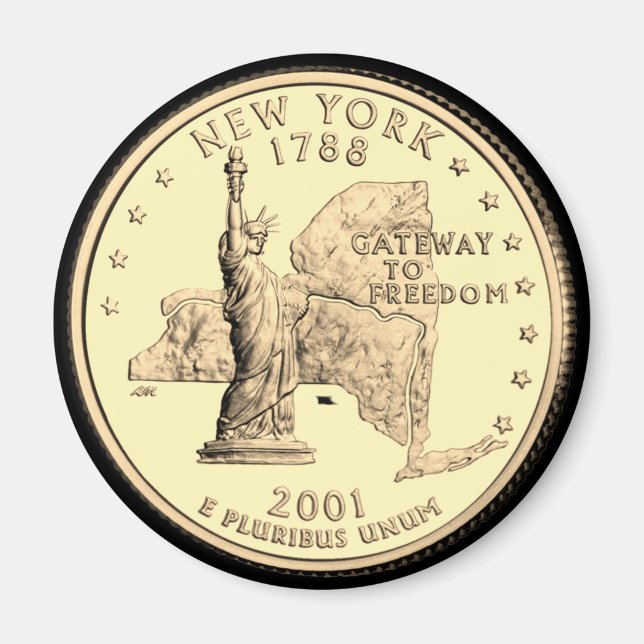 Tinted New York State Quarter Design  Magnet (Front)