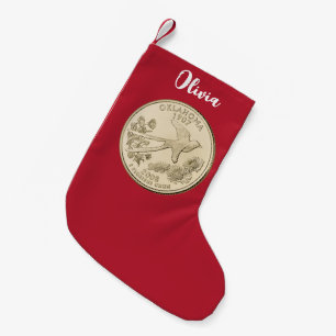 Tinted Oklahoma State Quarter Personalized Small Christmas Stocking