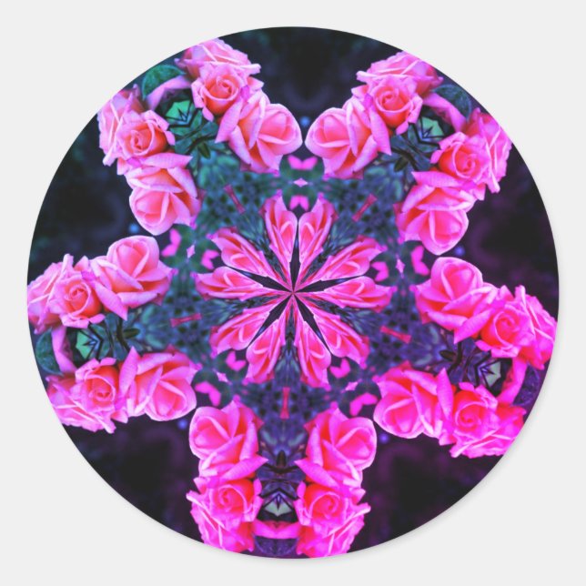 Tinted Peach Rosebuds Abstract Flower Art Classic Round Sticker (Front)