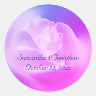 Tinted Rose Flower Personalized Wedding  Classic Round Sticker