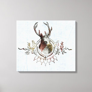 Tinted Stag Head Canvas Print