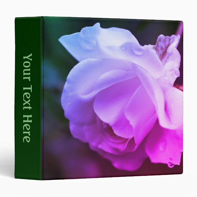 Tinted White Rose Up Close Floral Personalized Binder (Front/Spine)