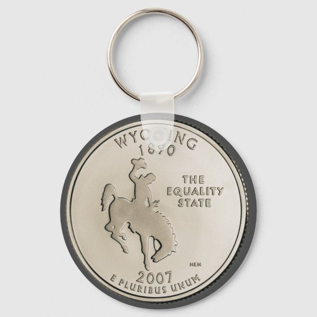 Tinted Wyoming State Quarter Design  Keychain (Front)