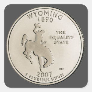 Tinted Wyoming State Quarter Design  Square Sticker