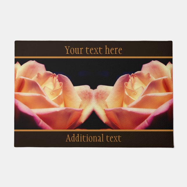 Tinted Yellow Rosebud Flower Personalized Doormat (Front)