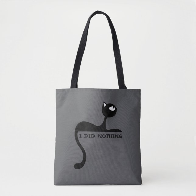 Tiny Agent of Chaos Black Cat grey Tote Bag (Front)