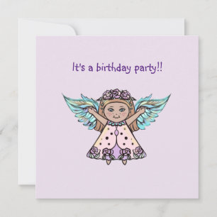 Tiny angel birthday party design by Renee Lavoie Invitation