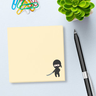 Tiny Angry Ninja on Yellow Post-it Notes