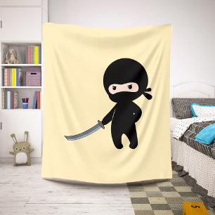 Tiny Angry Ninja on Yellow Sherpa Blanket
