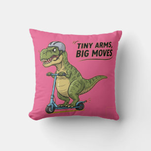 Tiny Arms. Big Energy. Dino on Wheels! Throw Pillow