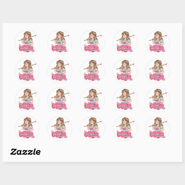 Tiny Art Face Painting Classic Round Sticker (Sheet)