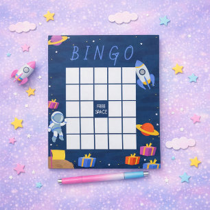 Tiny Astronaut Baby Shower Bingo Game Notepad