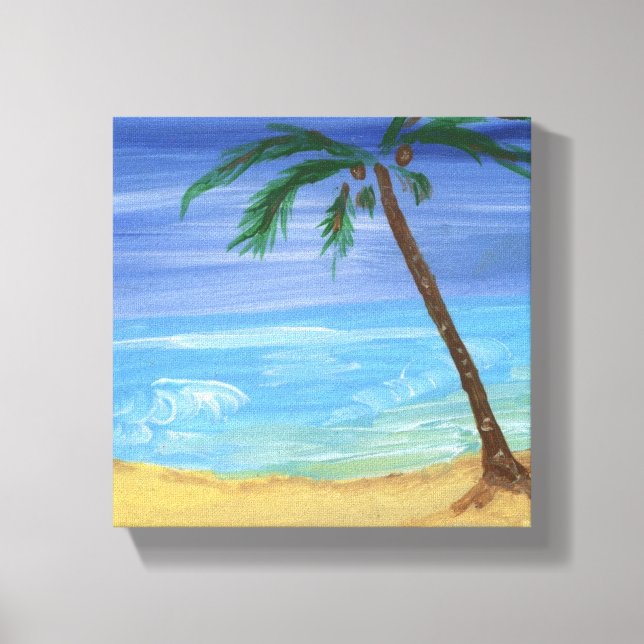 Tiny Beach Scene Painting Wrapped Canvas (Front)