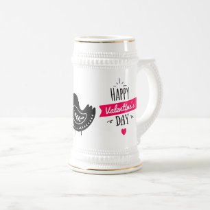 Tiny beak kissing birds valentine beer stein