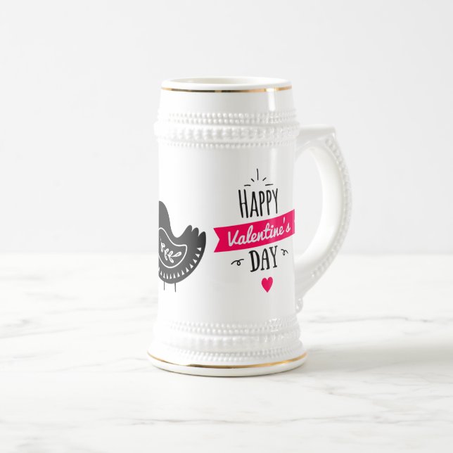 Tiny beak kissing birds valentine beer stein (Front Right)
