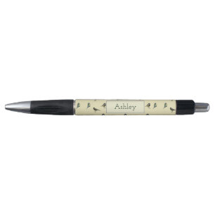 Tiny Birds Pattern on Beige Personalised Pen