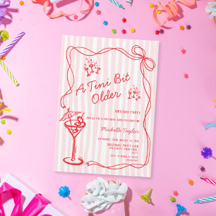 Tiny Bit Older Whimsical Martini Adult Birthday Invitation