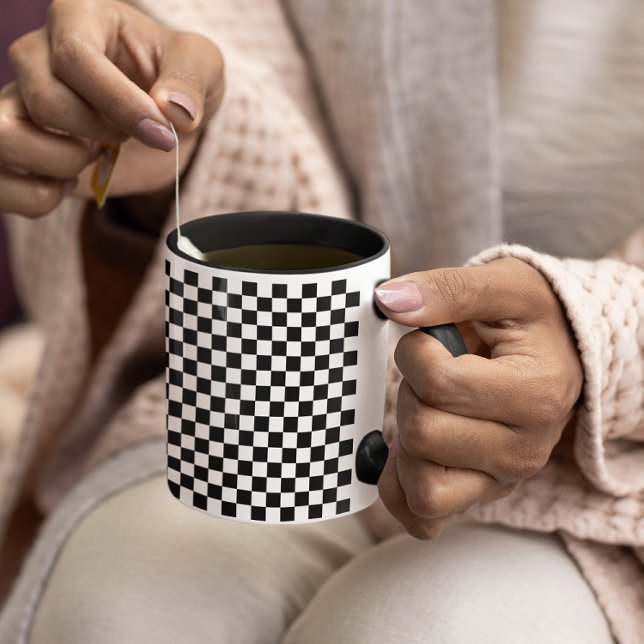 Tiny Black and White Checked Pattern Mug (Tiny Black and White Checked Pattern Mug)