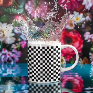 Tiny Black and White Checked Pattern Mug