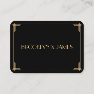 Tiny Black Gatsby Art Deco Wedding RSVP Enclosure Card
