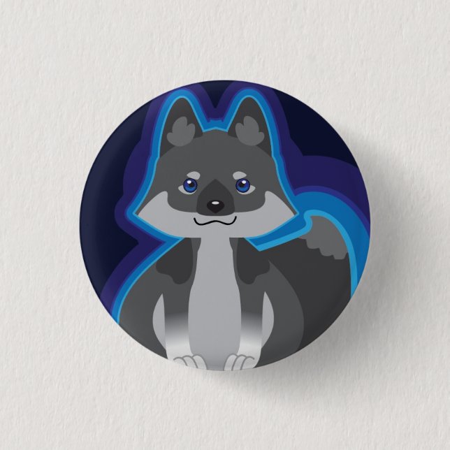 Tiny Black Wolf button (Front)