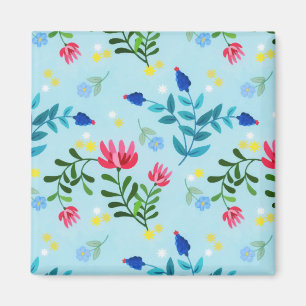 Tiny Bloom Blue Flowers Spring Garden Magnet