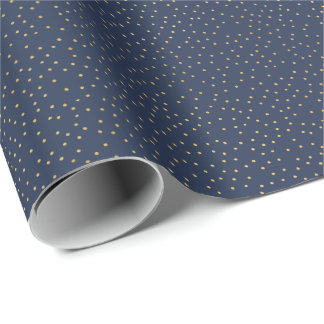 Tiny Blue and Gold Polka Dot Handmade Wrapping Paper