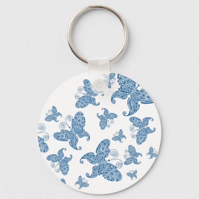 Tiny Blue Butterflies Keychain (Front)