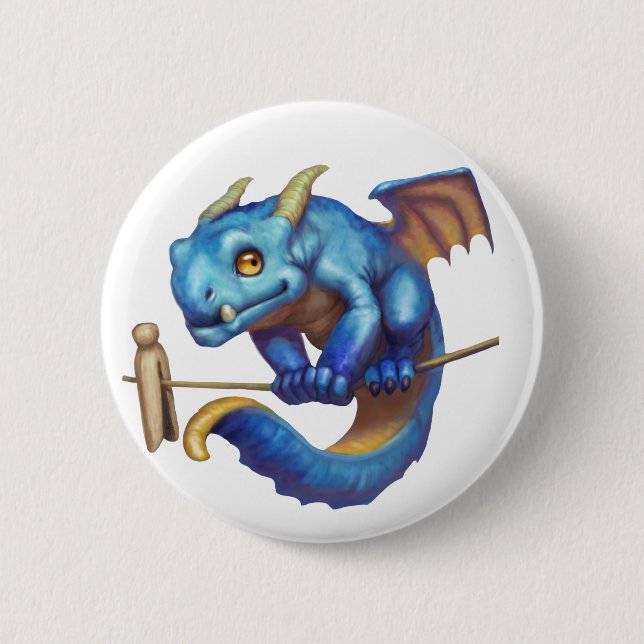 Tiny Blue Dragon 2 Inch Round Button (Front)