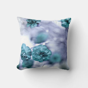 Tiny Blue Flower Throw Pillow