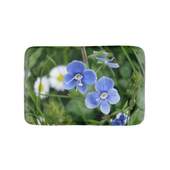 tiny blue flowers bath mat (Front)