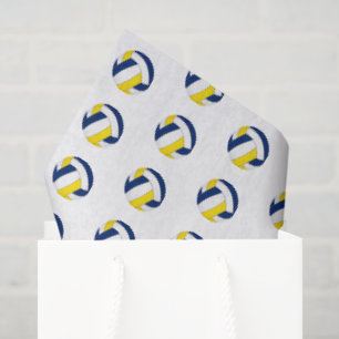 tiny blue gold volleyballs pattern tissue paper