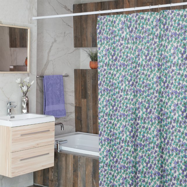 Tiny Blue & Green Flowers Shower Curtain (Creator Uploaded)