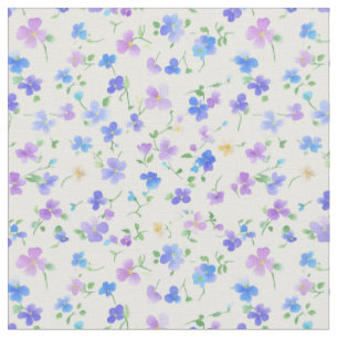 Tiny Blue & Purple Flowers on White Fabric