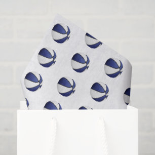tiny blue white basketballs pattern tissue paper