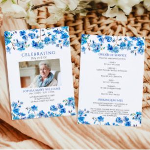 Tiny Blue Wildflowers Funeral Order of Service Program