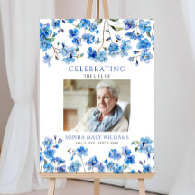 Tiny Blue Wildflowers Funeral Welcome Sign
