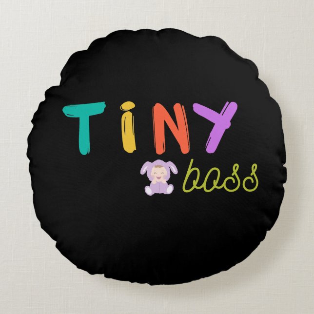 Tiny Boss Cute Bunny Baby Colourful Round Pillow (Front)