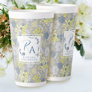 Tiny Bouquet Flowers Grey lavender Latte Mug