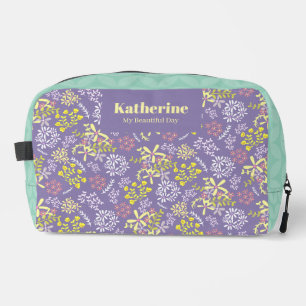 Tiny Bouquet Flowers Lavender Teal Dopp Kit