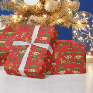 Tiny Boy's Christmas Elves and Nutcrackers Wrapping Paper