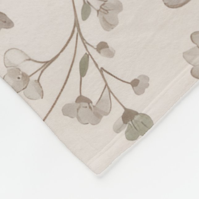 Tiny Buds & Leaves — Scandinavian Simplicity Fleece Blanket (Corner)
