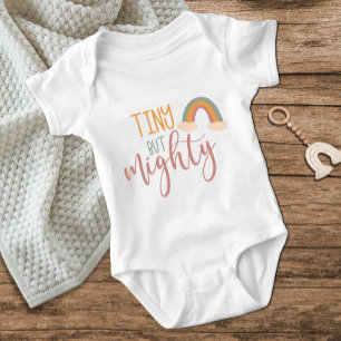 Tiny But Mightly Rainbow Cute Fun Baby Bodysuit