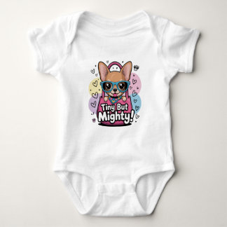 Tiny but Mighty Chihuahua Keychains & Lanyards Baby Bodysuit