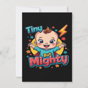 Tiny But Mighty - Cute Super Baby Power Design Invitation