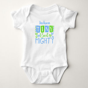 Tiny But Mighty Personalized Boy Baby Bodysuit